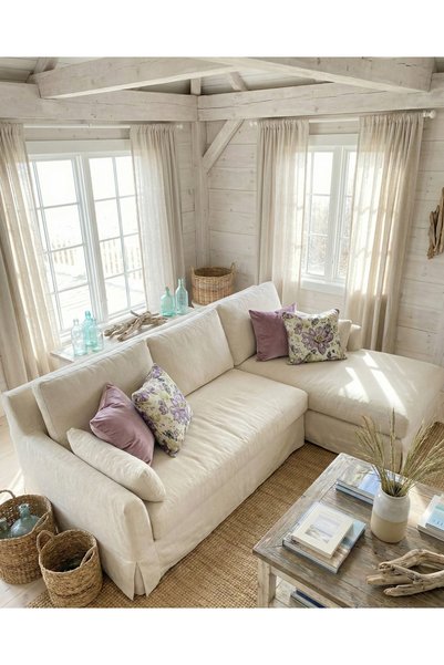Merfico Throw Pillow Cover 2-Pack Floral Pattern Linen and Lilac Velvet 50*50 cm Pillow 2 Pieces Filling Not Included.