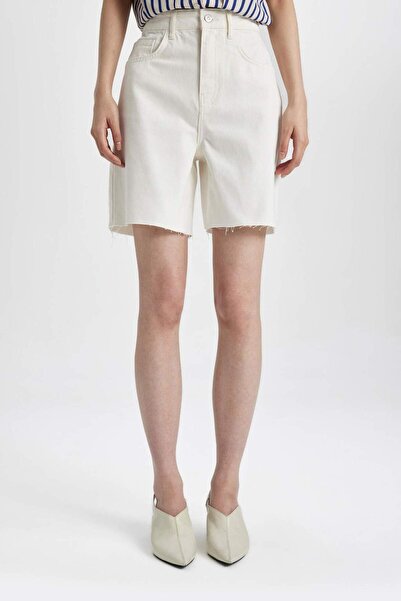 DeFacto Pantaloni scurți Bermuda din denim cu talie înaltă C2455AX24SM