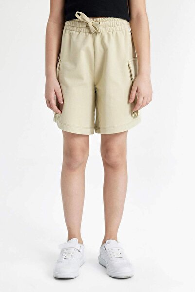 DeFacto Pantaloni scurți pentru fete cu buzunare cargo și talie elastică B084...