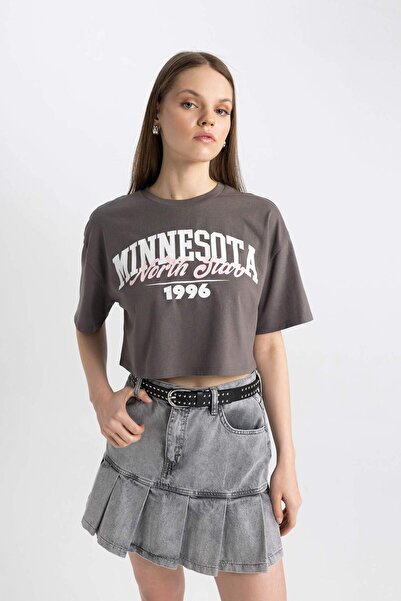 DeFacto Κοντομάνικο μπλουζάκι Coool Oversize Wide Mold με στάμπα B7062ax24sm