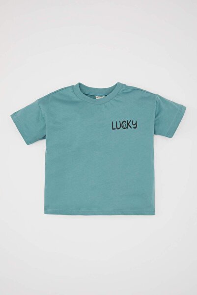 DeFacto Baby Boy Crew Neck Printed Short Sleeve T-Shirt B7010A524Sm