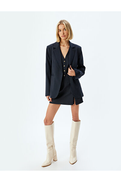 Koton Gestreifter Minirock mit Schlitzdetail