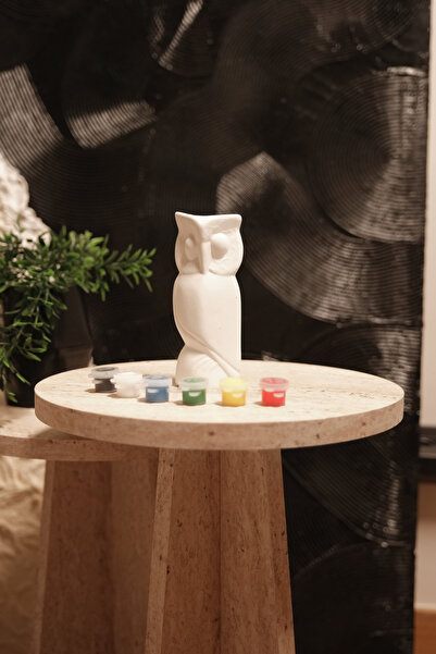 Psymera Hobi Atölyesi Baykuş Şeklinde Boyanabilir Dekoratif Biblo – Taş Boyam...