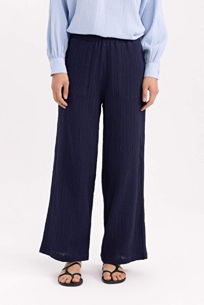 DeFacto Широки панталони с еластична талия, прав крой, от муселин Z3340AZ24SP