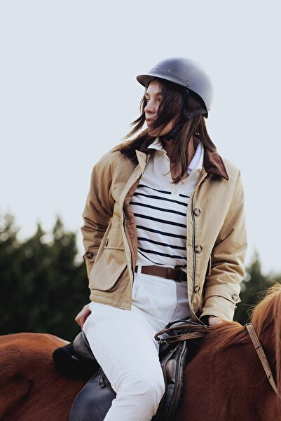 DeFacto Regular Fit Polokragen Gestreiftes Kurzarm-Strick-T-Shirt C4402AX24SM