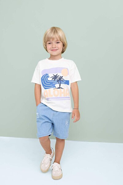 DeFacto Baby Boy Label Printed Jean Shorts C2305A524SM