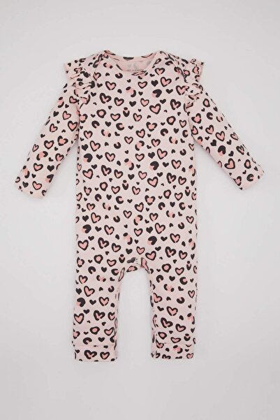 DeFacto Baby Mädchen Neugeborenes Leopardenmuster Langarm-Overall C1612A524SP