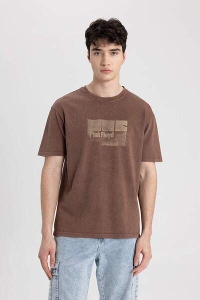 DeFacto Pink Floyd Regular Fit Rundhals-Kurzarm-T-Shirt B8096AX24SM