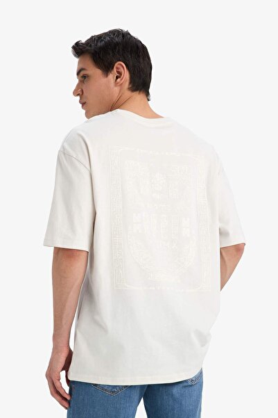 DeFacto Υπερμεγέθη κοντομάνικο μπλουζάκι με λαιμόκοψη με φαρδιά εφαρμογή C363...