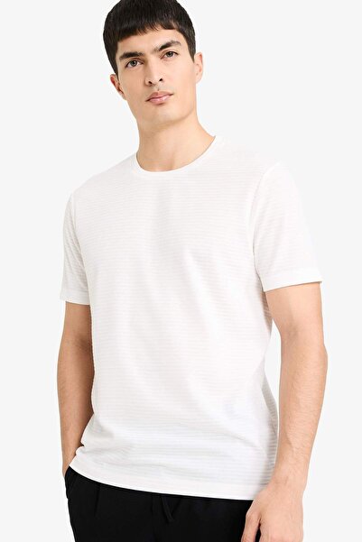 DeFacto Slim Fit Slim Fit Crew λαιμόκοψη κοντομάνικο Basic μονόχρωμο μπλουζάκ...