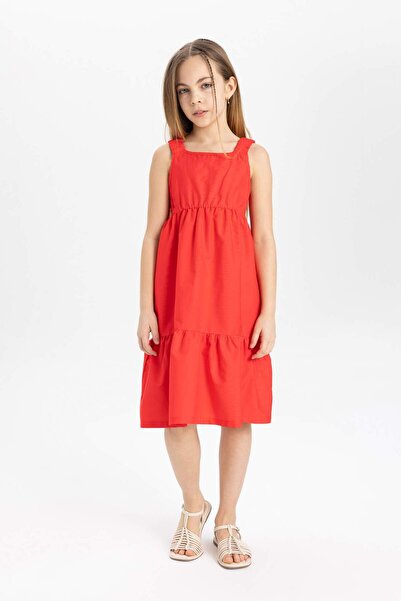 DeFacto Κοριτσίστικο φόρεμα με λουράκι από ποπλίνα B4476A824SM