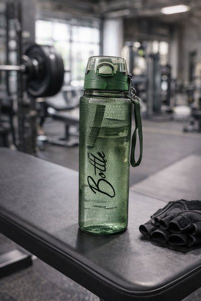 genel tr 1 Liter - Leak-Proof Sippy Water Bottle Khaki for School, Workplace, Gym