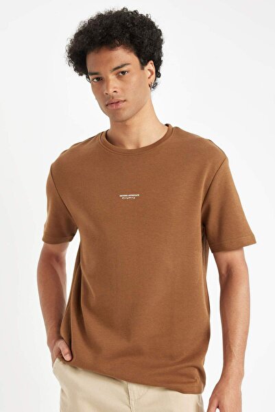 DeFacto T-Shirt mit normaler Passform, Rundhalsausschnitt, bedruckt, kurzärme...