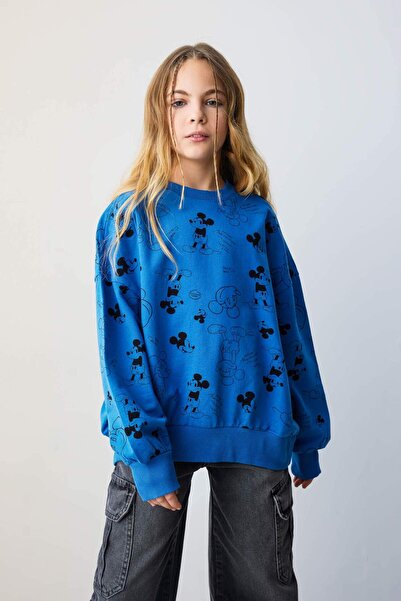 DeFacto Hanorac pentru fete Disney Mickey și Minnie oversize cu decolteu lat ...