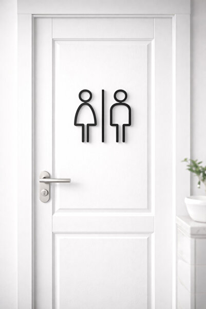 MARESSHİA Siyah tuvalet işareti plaka plastik kapı duvar etiket Wc tutucu işa...