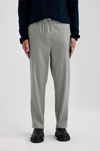 DeFacto Pantaloni Relax Fit Talie cu șireturi Buzunar Basic Drept picior drep...