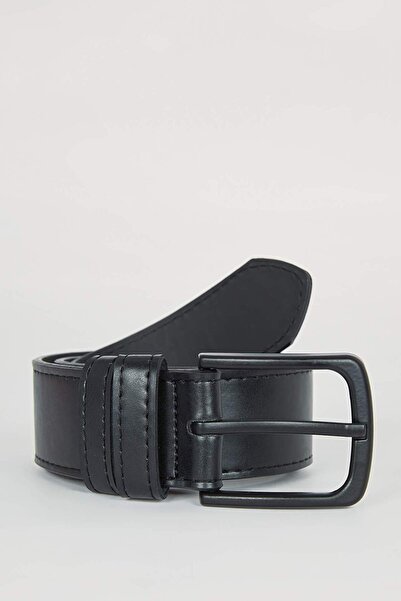 DeFacto Men's Rectangular Buckle Faux Leather Jean Belt I B7344Axns