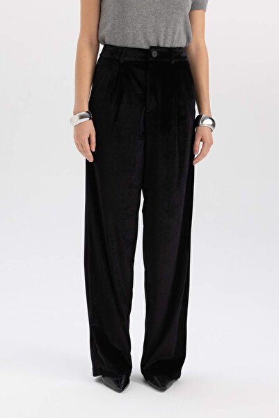 DeFacto High Waist Wide Leg Velvet Winter Pants - Tall B4881Ax23Wn