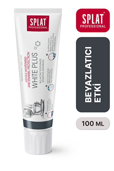 Splat White Plus Diş Macunu - Beyazlatıcı florürlü, kahve çay tütün lekelerin...