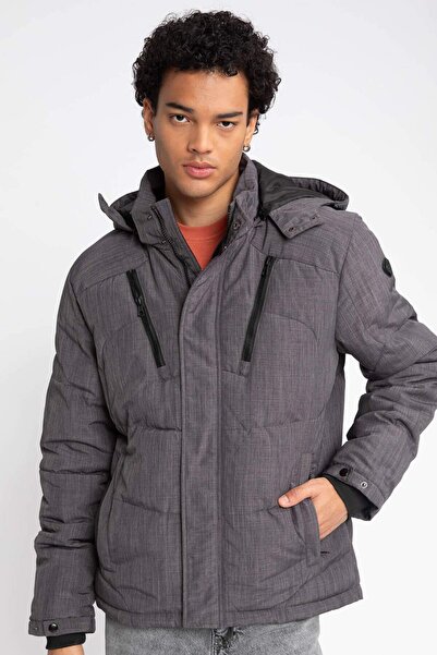 DeFacto معطف قابل للنفخ معزول حراريًا بغطاء رأس قابل للإزالة مبطن بالصوف مقاو...