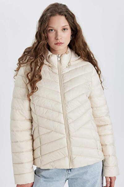 DeFacto Αντιανεμικό πουπουλένιο παλτό με κουκούλα - Αδιάβροχο, Regular Fit B2...