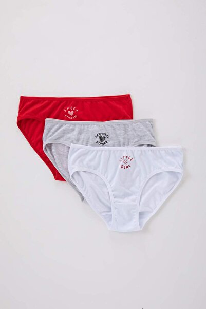 DeFacto Kız Çocuk Yılbaşı Temalı 3lü Slip Külot B5194A823WN