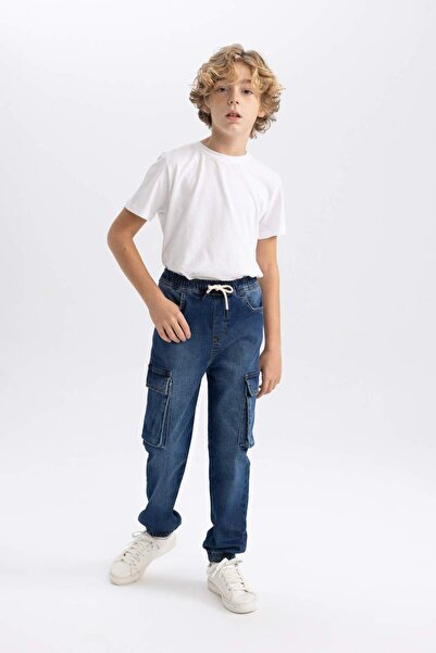 DeFacto Boy's Cargo Pocket Jogger Elastic Leg Jean Trousers B5447A824Sp