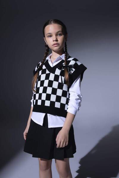 DeFacto Girl's Checked Sweater B3488A823Wn