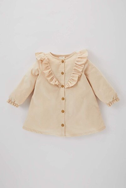 DeFacto Long-Sleeved Velvet Dress Baby Girl B3533A523Wn