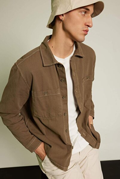 DeFacto Relax Fit Baumwoll-Langarmshirt-Jacke B6113AX23AU