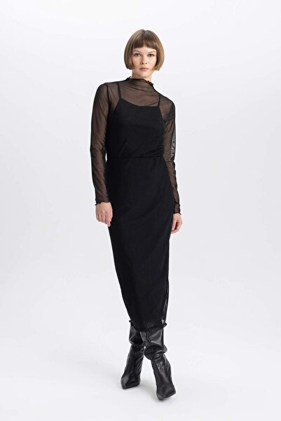 DeFacto Kalem Normálna tylová midi sukňa s podšívkou v páse B7977AX23AU