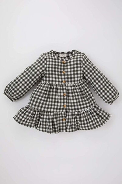 DeFacto Checked Long-Sleeved Flannel Dress Baby Girl B2305A523Wn