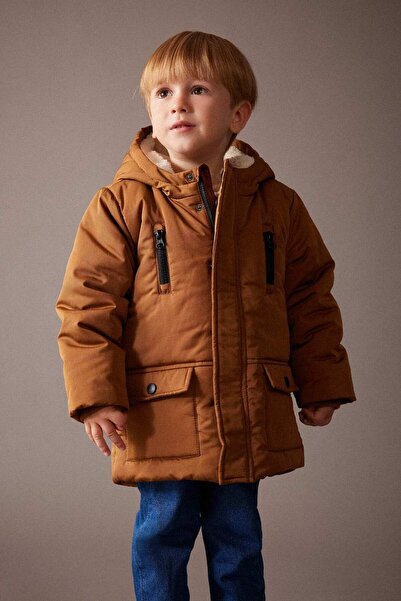 DeFacto Water Repellent Fleece Lined Hooded Coat Baby Boy A2211A523Cw