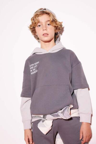 DeFacto Oversize Hooded Sweatshirt Boy A7284A823Wn