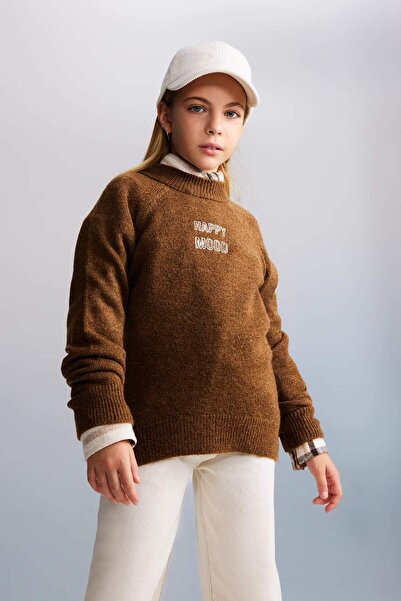 DeFacto Pulover pentru fete, cu jumătate de gât, tricotaj, B3996A823AU