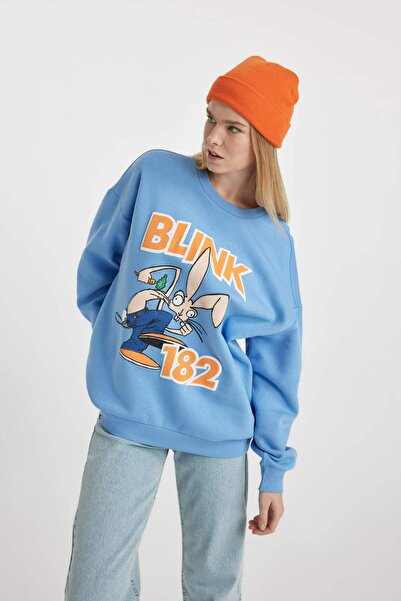 DeFacto Coool Blink oversized Fit Wide Fit Crew Neck με τύπωμα Φούτερ από χον...