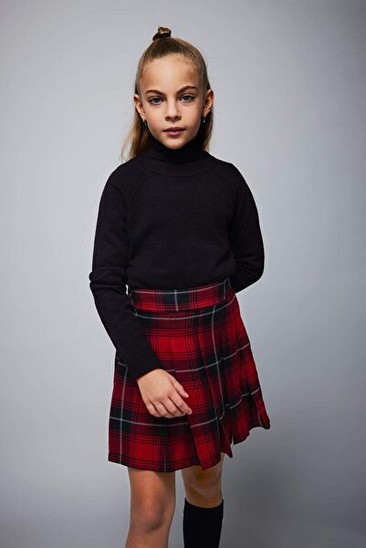 DeFacto Pulover negru de bază cu gât țesut pentru fete R1953A623WN