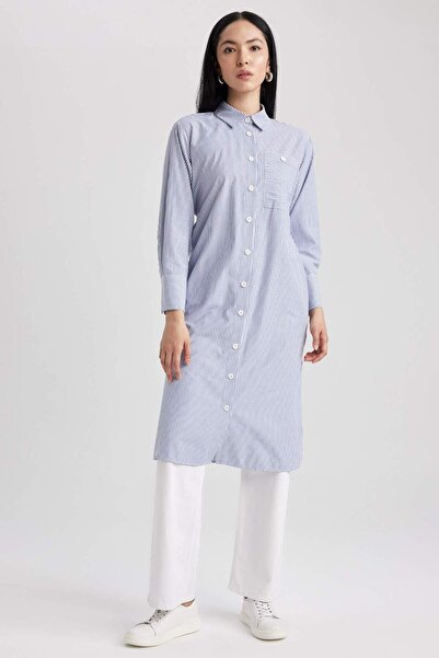 DeFacto Relax Fit Poplin Long Sleeve Shirt Tunic A8510Ax23Sm