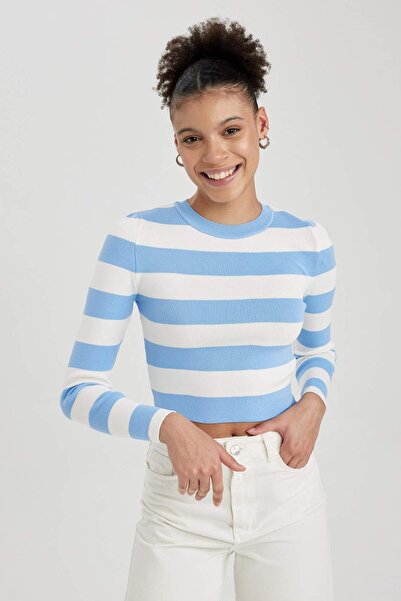 DeFacto Coool slim fit cu dungi guler rotund Pulover tricotat X6888AZ23AU