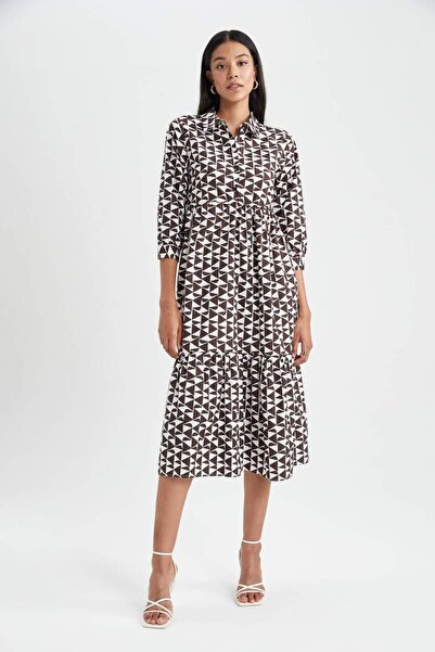 DeFacto Γιακάς πουκαμίσου Με σχέδιο Ποπλίνα Με κοντό μανίκι 100% Βαμβάκι Φόρε...