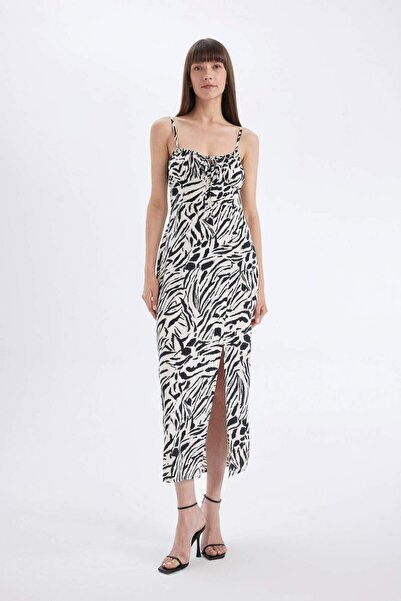 DeFacto Φόρεμα με τιράντες Zebra Με σχέδιο άνοιγμα Maxi A9283AX23SM