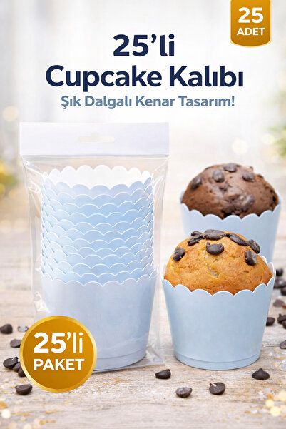 PartyExpress 25’li Dalgalı Kenar Cupcake Muffin Kalıbı Mavi – Kek Kapsülü