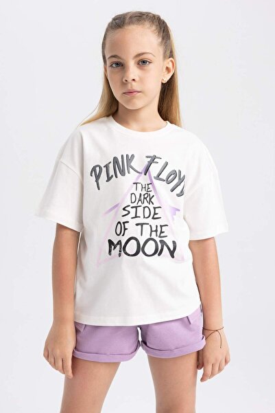 DeFacto Pınk Floyd Relax Fit Short Sleeve T-Shirt for Girls A5239A823Hs