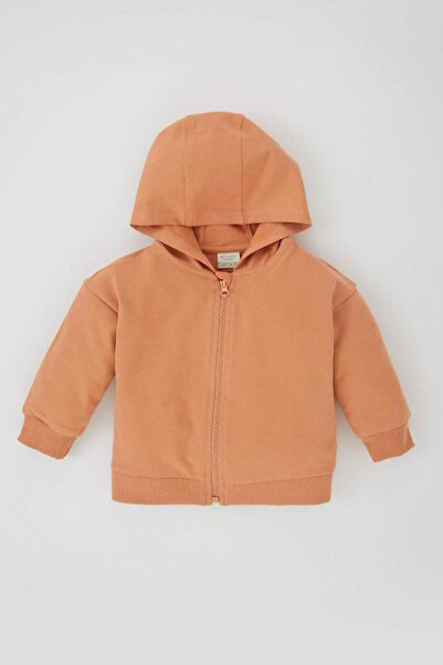 DeFacto Baby Girl Hooded Basic Plain Zippered Sweatshirt A7214A523Au