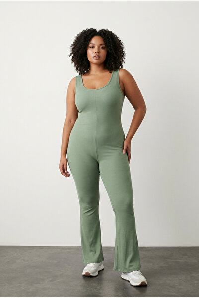 Stil Diva Plus Size Zero Sleeve Spanish Leg No Closure Stretchy Jumpsuit 224983