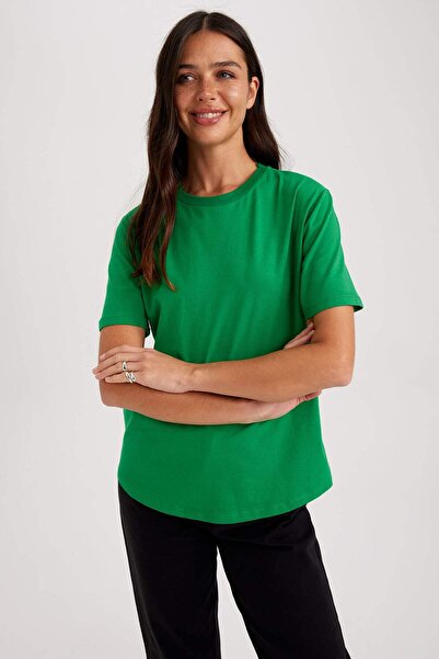 DeFacto Regular Fit Crew Neck Short Sleeve 100% Cotton T-Shirt W9584Az23Sm