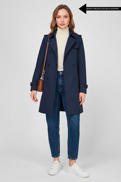 Soydan Güner Su Itici Özellikli Kırışmaz Kumaş Trençkot Lacivert 5840