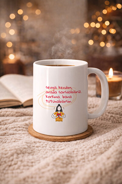 hit nokta Sevgili Kendim Motivasyon Mesajlı Porselen Kahve Kupası – Minimal T...
