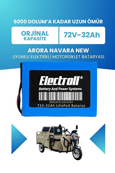 ELECTROLL Arora NAVARA NEW Uyumlu Batarya LiFePO4 72V 32Ah Elektrikli Motorsi...