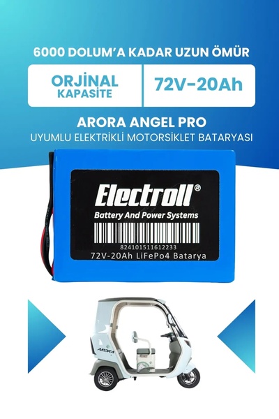 ELECTROLL Arora ANGEL PRO Uyumlu Batarya (Standart Kapasite) LiFePO4 72V 20Ah...